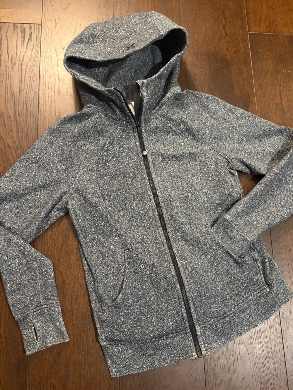 lululemon athletica Speckled Gray Hooded Zip Jacket Sz 10 like new